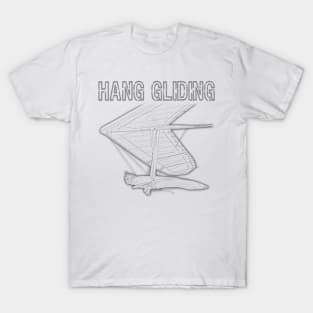 Hang Gliding Pencil Illustration T-Shirt